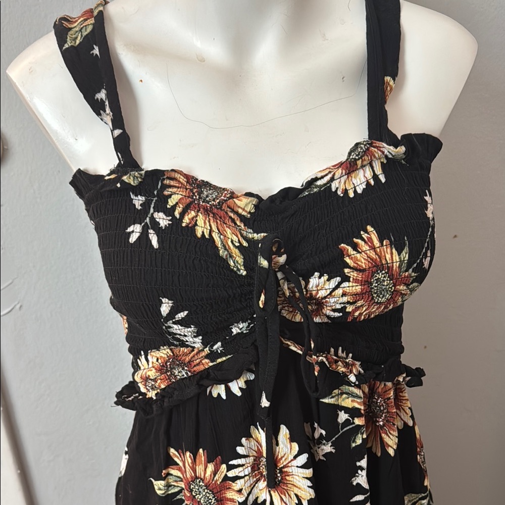 Maurices Black Floral Asymmetrical Dress